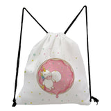 Donut Unicorn Printed Drawstring Backpack