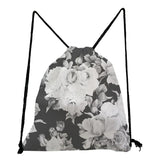 Retro Floral Print Backpack Unisex Drawstring Bag Preppy Style