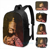 Rastafari Reggae USB Charge Backpack Men Women Travel Laptop Bag