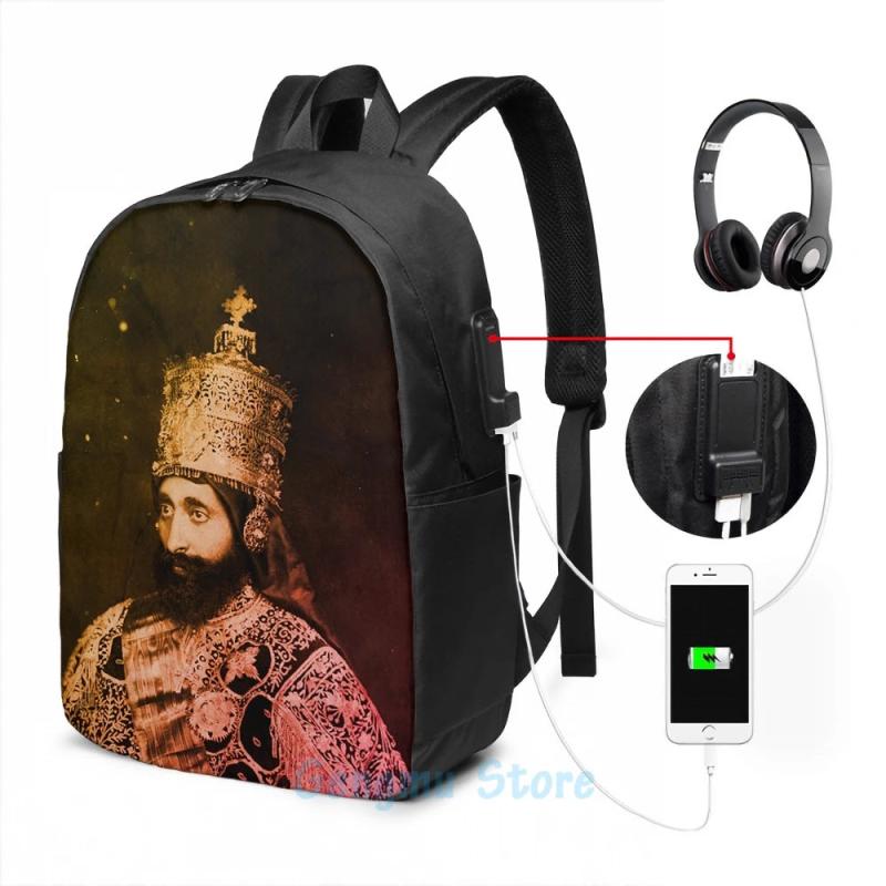 Rastafari Reggae USB Charge Backpack Men Women Travel Laptop Bag