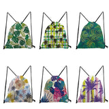 Floral Leaf Print Backpack Unisex Pretty Drawstring Bags Preppy Style Travel Bag