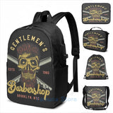 Barber Shop USB Charge Backpack Men Women Travel Laptop Bag