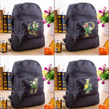 Golden Flower Letter A~Z Print Foldable Travel Backpack Lightweight Bag