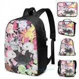 Funny Axolotls USB Charge Backpack men School bags Women bag Travel laptop