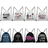 Cartoon Nurse Doctor Printed Drawstring Backpack - Students Shoes Storage Bag
