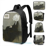 Funny Graphic Whistlers Mother Mr Bean USB Charge Backpack Men School Bag
