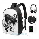 Funny Graphic Weather Crow USB Charge Backpack Men School Women