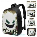 Funny Ghost 2 USB Charge Backpack for School and Travel