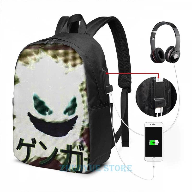 Funny Ghost 2 USB Charge Backpack for School and Travel
