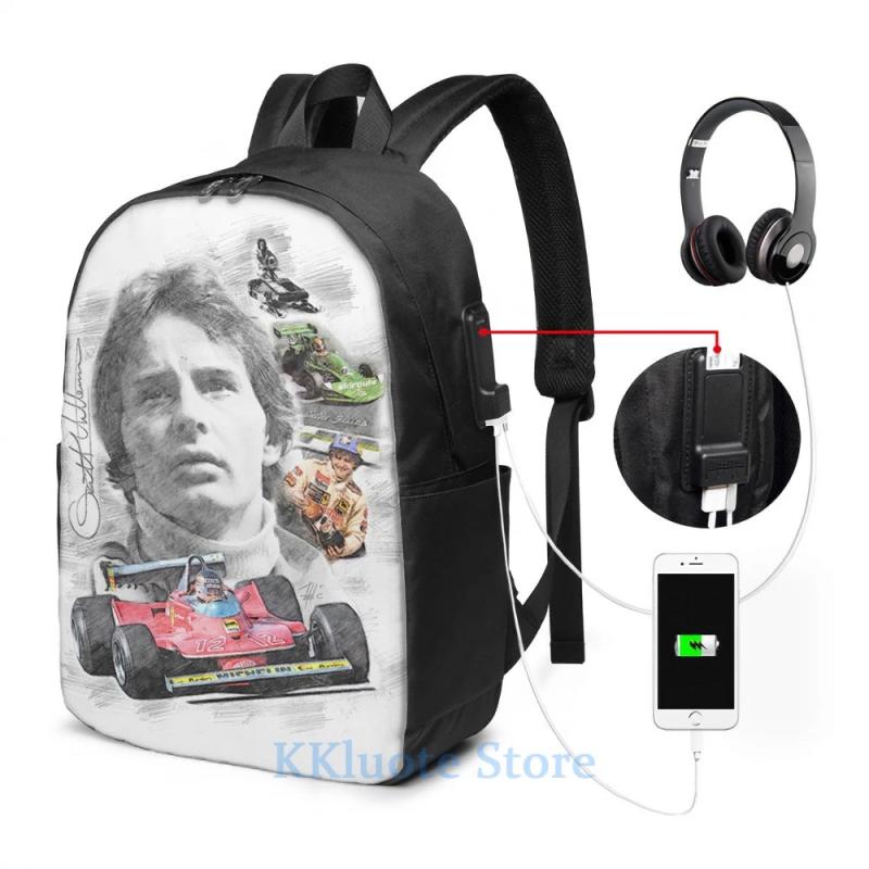 Funny Graphic Print Villeneuve USB Charge Backpack School Travel Laptop Bag