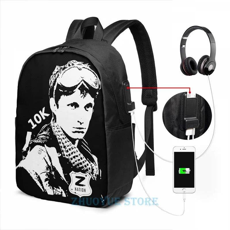 Funny Graphic Z Nation 10K USB Charge Backpack Men Women Travel Laptop Bag