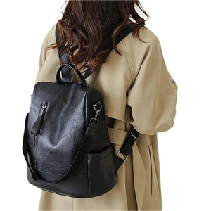 Vintage PU Leather Women's Backpack Multi-pocket Casual Bag