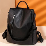Vintage PU Leather Women's Backpack Multi-pocket Casual Bag
