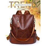 Vintage PU Leather Women's Backpack Multi-pocket Casual Bag