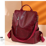 Vintage PU Leather Women's Backpack Multi-pocket Casual Bag