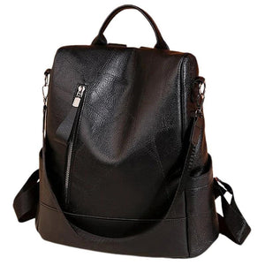 Vintage PU Leather Women's Backpack Multi-pocket Casual Bag