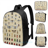 Funny Insect Studies USB Charge Backpack Men Women Bag