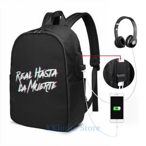 Funny Graphic print Anuel aa- real until death USB Charge Backpack