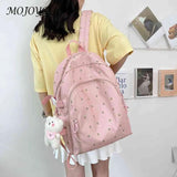 Floral Backpack Nylon Large Capacity School Bags with Pendant