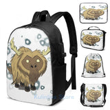 Funny Beefalo Dont Starve USB Charge Backpack for Travel