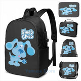 Funny Graphic print blues clues USB Charge Backpack men School bags Women bag