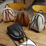 Mini Women Backpack PU Leather Shoulder Bags Solid Zipper Small Backpacks