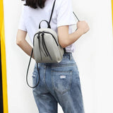 Mini Women Backpack PU Leather Shoulder Bags Solid Zipper Small Backpacks