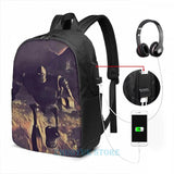 Iron Giant Running USB Charge Backpack School Travel Laptop Bag