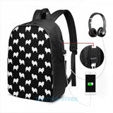 Funny Samoyed Silhouette USB Charge Backpack Men Women Travel Laptop Bag