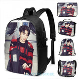 Funny Graphic Print Jungkook USB Charge Backpack School Travel Laptop Bag