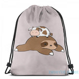 Funny Sloth and Tiny Cow USB Charge Backpack School Travel Laptop Bag