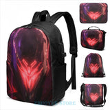 Funny Graphic Print USB Charge Backpack Men Women School Travel Laptop Bag