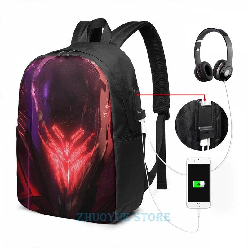 Funny Graphic Print USB Charge Backpack Men Women School Travel Laptop Bag