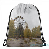 Funny Graphic Print Pripyat Chernobyl Ferris Wheel USB Charge Backpack