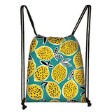 3D Lemon Avocado Pattern Backpack Women Drawstring Bags Ladies Storage Bag