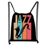 Musical Instrument Saxophone Piano Brass Print Drawstring Bag