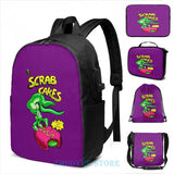 Funny Oddworld Scrab Cakes USB Charge Backpack School Bags
