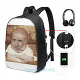 Funny Nicolas Cage Baby USB Charge Backpack School Travel Laptop Bag