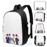 Funny Graphic print Sanders Sides USB Charge Backpack School Travel bag
