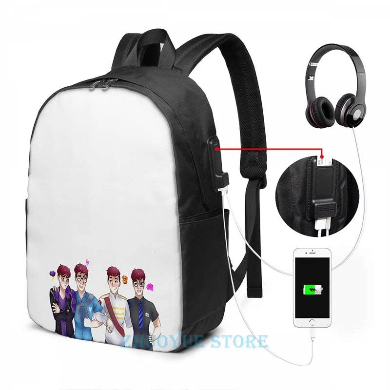Funny Graphic print Sanders Sides USB Charge Backpack School Travel bag