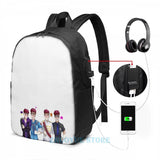 Funny Graphic print Sanders Sides USB Charge Backpack School Travel bag