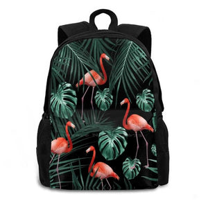 Tropical Flamingo Night Pattern Backpack For Student School Laptop Travel Bag