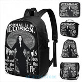 Morticia Addams- Normal Is An Illusion... USB Charge Backpack