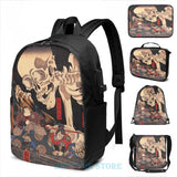 Mitsukuni Skeleton Spectre USB Charge Backpack Men Women Travel Laptop Bag