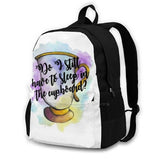 Large Capacity Laptop Travel Backpack Beauty Beast Chip Cup Watercolour
