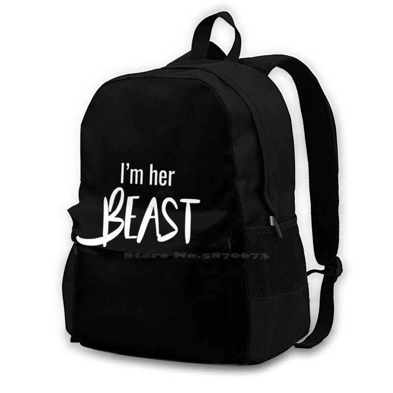 Beauty Beast 3D Print Backpack Casual Bag His Beauty Her Beast