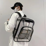 PVC Waterproof Student Backpack High Capacity School Bags Teenage Couple