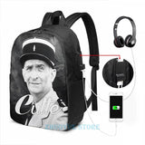 Louis De Funes Graphic Print USB Charge Backpack