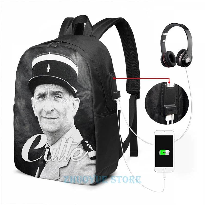 Louis De Funes Graphic Print USB Charge Backpack