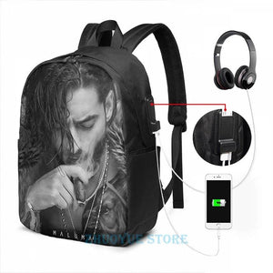 Maluma USB Charge Backpack Men School Bags Women Travel Laptop Bag